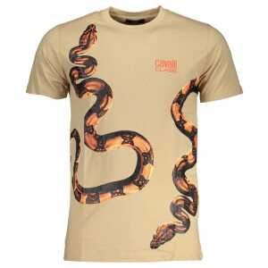 Cavalli Class Beige Cotton T-Shirt