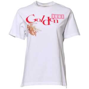 Golden Goose White Printed Round Neck T-shirt