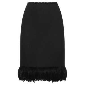 Saint Laurent Feathers Trim Silk Skirt