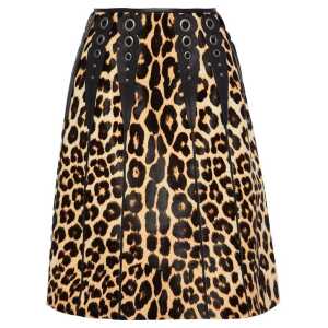 Bottega Veneta Leopard Print Calf Hair Skirt
