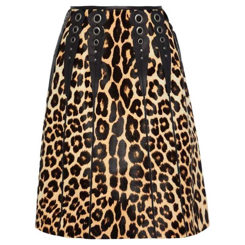 Bottega Veneta Leopard Print Calf Hair Skirt, theFeinheit