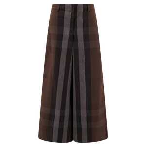 Burberry Checked Wide Leg Canvas Pants