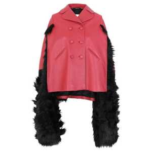 Maison Margiela Faux Fur Trimmed Leather Cape Jacket