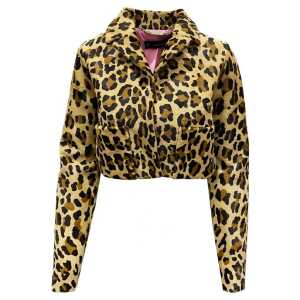 Dsquared² Leopard Calf Hair Cropped Jacket