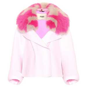 Fendi Fur Collar Cashmere Cape Jacket