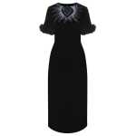 Fendi Fur Trim Velvet Midi Dress