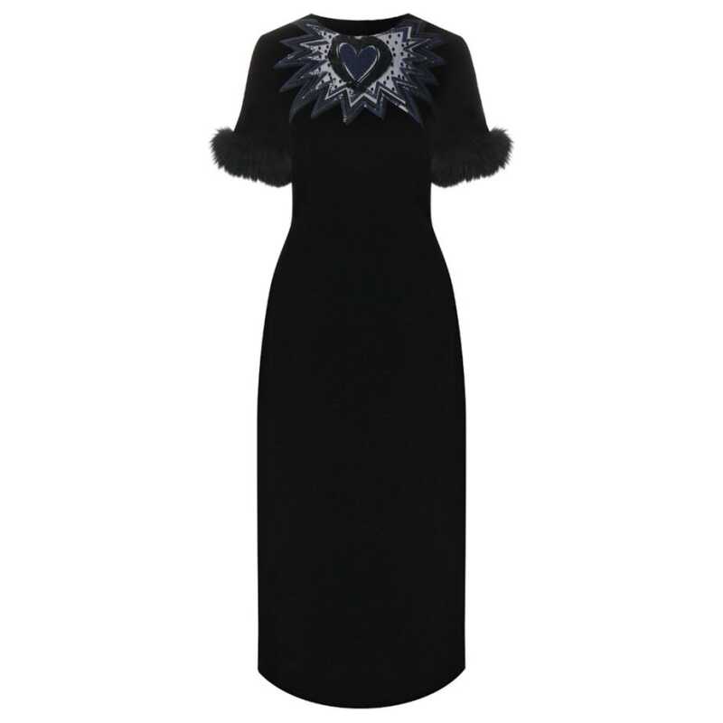 Fendi Fur Trim Velvet Midi Dress, theFeinheit