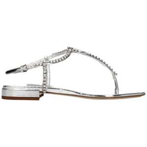 Miu Miu Gray Leather Flip-Flop Sandal