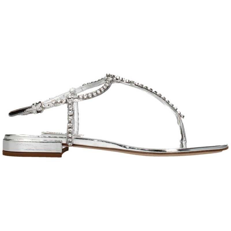 Miu Miu Gray Leather Flip-Flop Sandal, theFeinheit