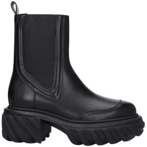 Off-White Black Leather Ankle