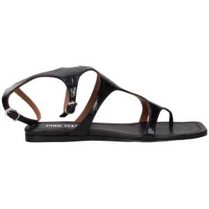 Paris Texas Black Leather Flip-Flop Sandal