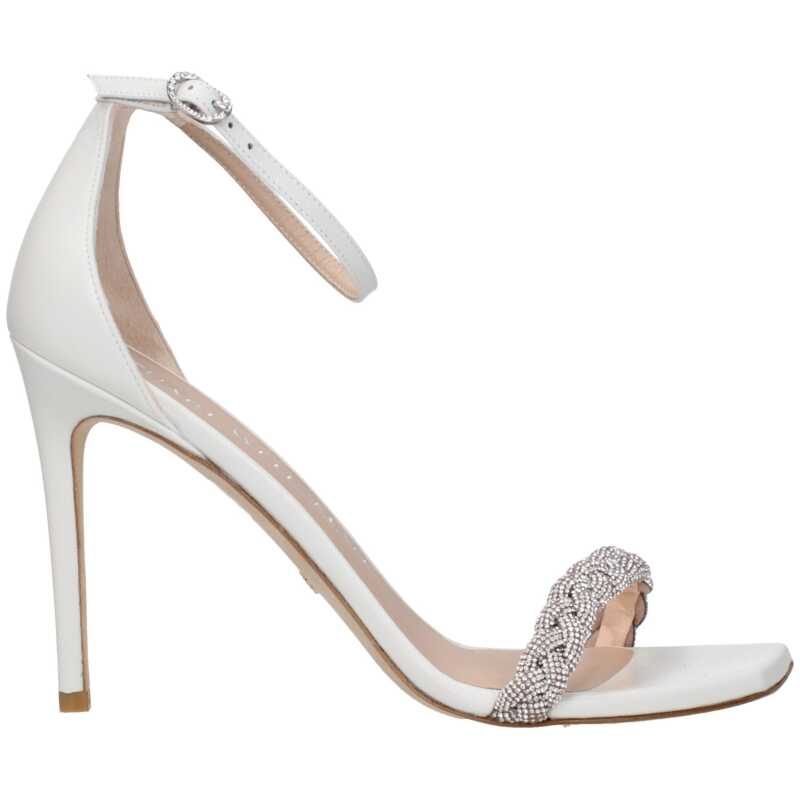 Stuart Weitzman White Leather Sandal, theFeinheit