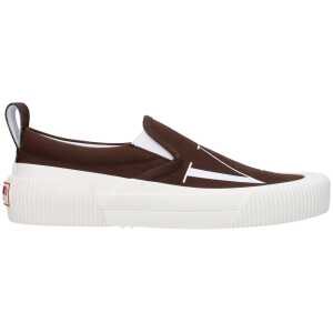 Valentino Garavani Brown Fabric Slip-On Loafer