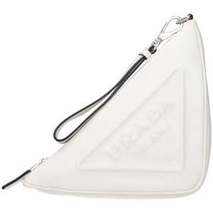 Prada White Leather Clutch Bag