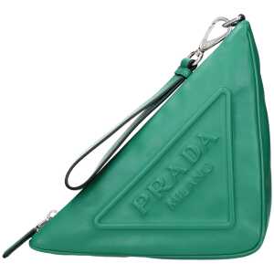 Prada Green Leather Clutch Bag