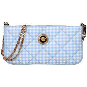 Versace Light Blue Fabric Shoulder Bag