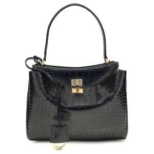 Balenciaga Rodeo Shoulder Bag in crocodile-print leather