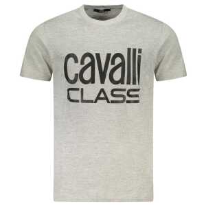 Cavalli Class Gray Cotton T-Shirt