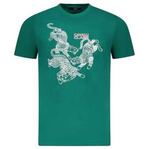Cavalli Class Green Cotton T-Shirt