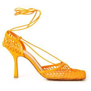 Bottega Veneta Orange Fabric And Leather Sandal