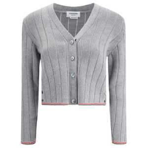 Thom Browne Ladder Full Needle Rib Stitch V Neck Car