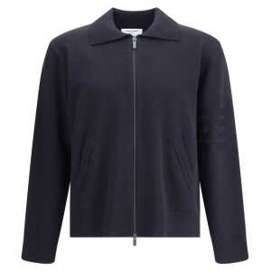 Thom Browne Double Face Full Zip Up Cardigan In Meri