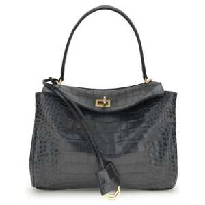Balenciaga Rodeo Shoulder Bag in crocodile-print leather