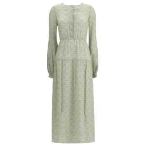 Kristina Ti Silk long Dress with foliage print