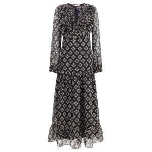 Kristina Ti Silk long Dress with rouches