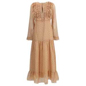 Kristina Ti Silk long Dress with rouches