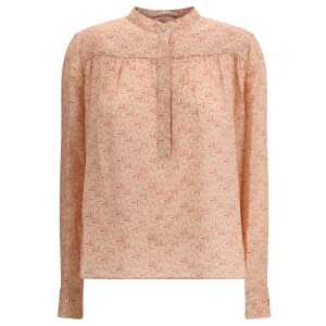 Kristina Ti Blouse with foliage print and refined stand-up collar