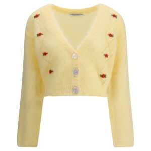Alessandra Rich Mohair Cardigan with embroidery