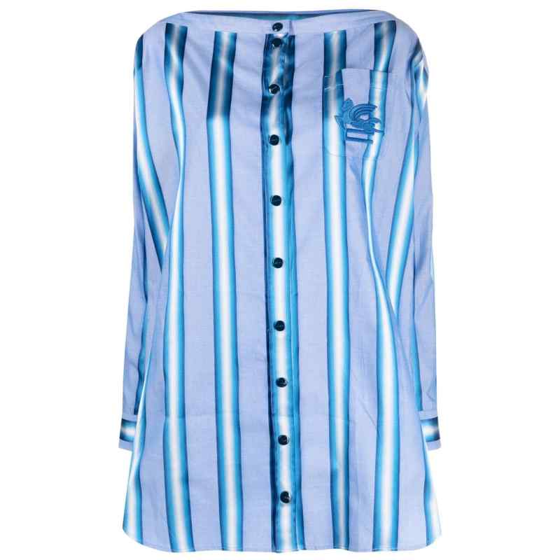 Etro Vertical-stripe long-sleeve shirt dress, theFeinheit