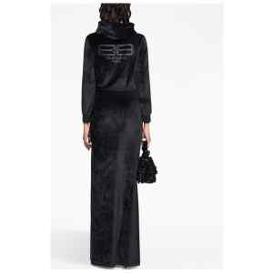 Balenciaga Crystal embellished velvet zip-up hoodie