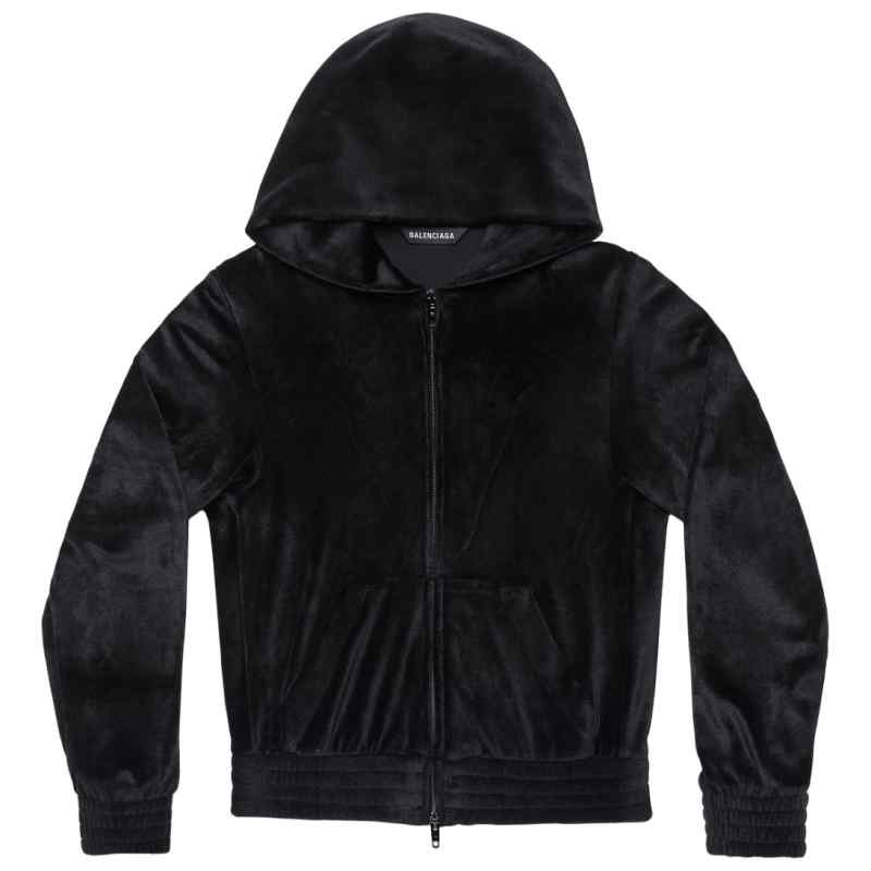 Balenciaga Crystal embellished velvet zip-up hoodie