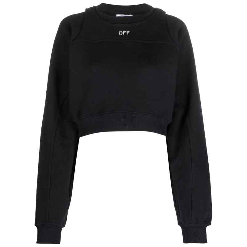 Off White Printed Crop Sweatshirt, theFeinheit