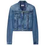 Off White Crop Denim Jacket With Belt