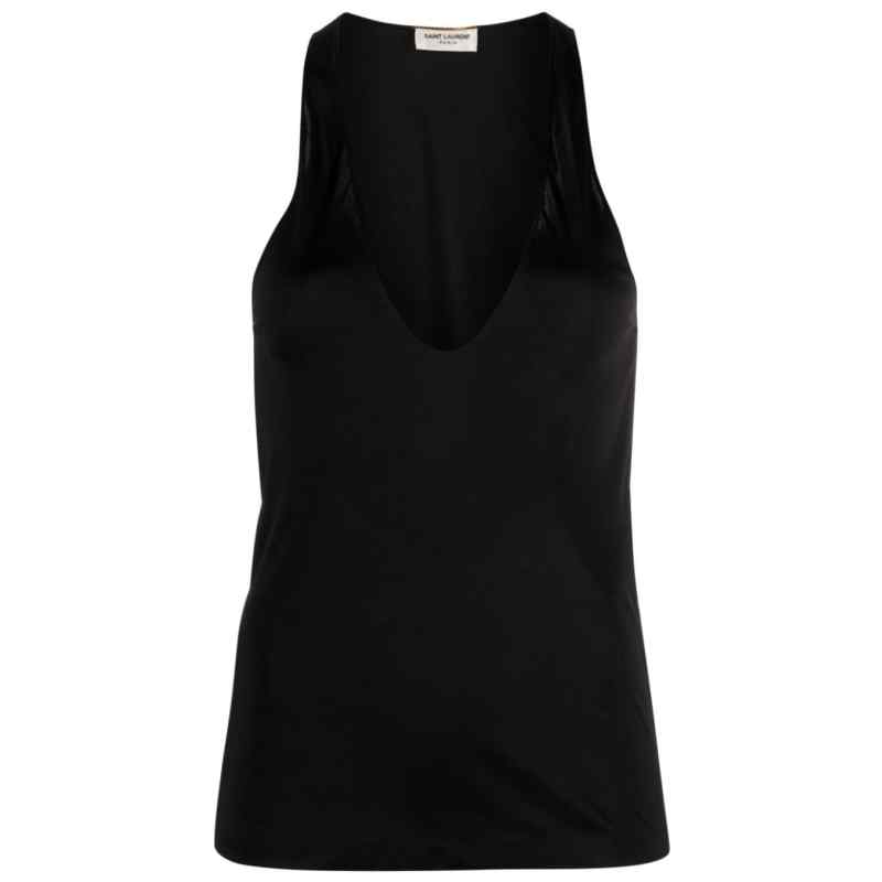 Saint Laurent plunging satin tank top, theFeinheit