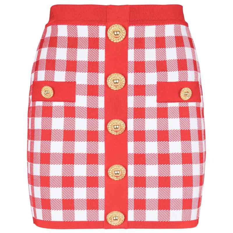 Balmain Gingham fine-knit miniskirt, theFeinheit