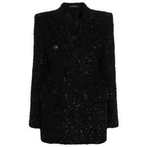 Balenciaga Hourglass tweed-texture padded-shoulder wool-blend blazer