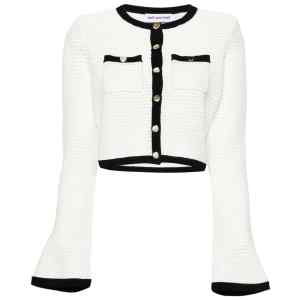 Self-Portrait Pointelle-knit cropped cardigan