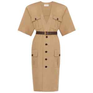 Saint Laurent Cotton twill midi dress