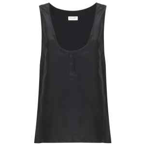 Saint Laurent Henley-neck silk tank top