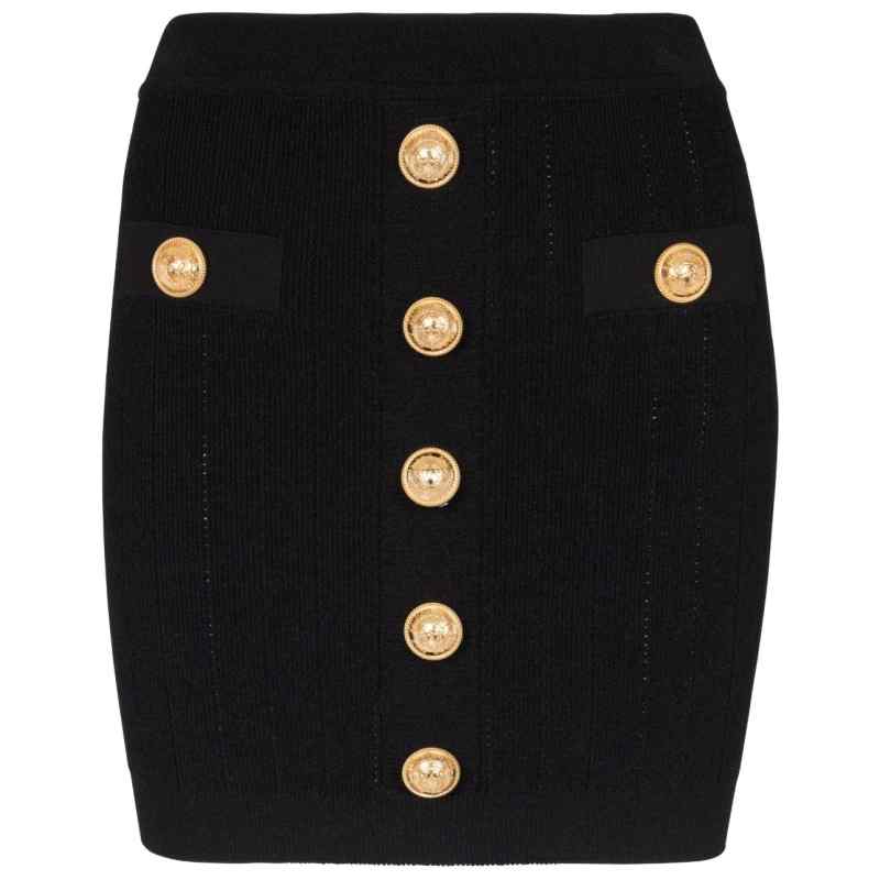 Balmain Button Embellished Knitted Skirt, theFeinheit