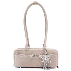 Self-Portrait suede baguette shoulder bag