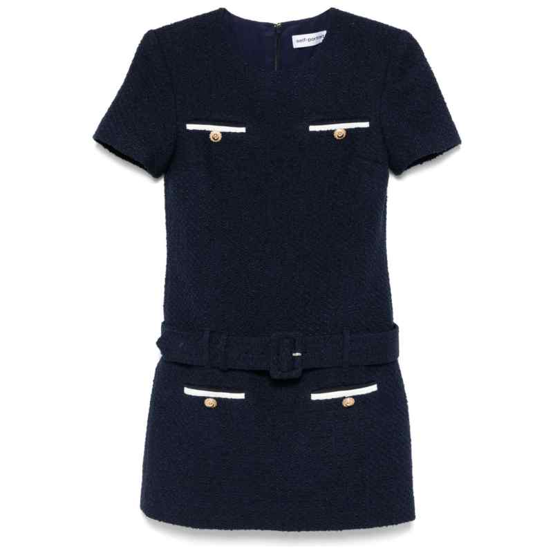 Self-Portrait Short tweed dress with belt, theFeinheit