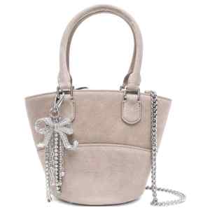 Self-Portrait Suede Charm Tote Bag