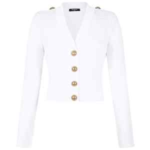 Balmain Button-Trim Cable-Knit Cardigan