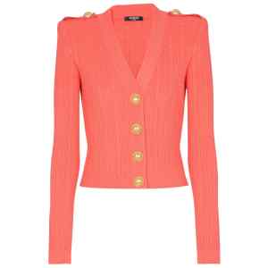 Balmain Long-sleeved twisted knit cardigan