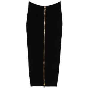 Balmain Cable-knit button-front midi fitted skirt